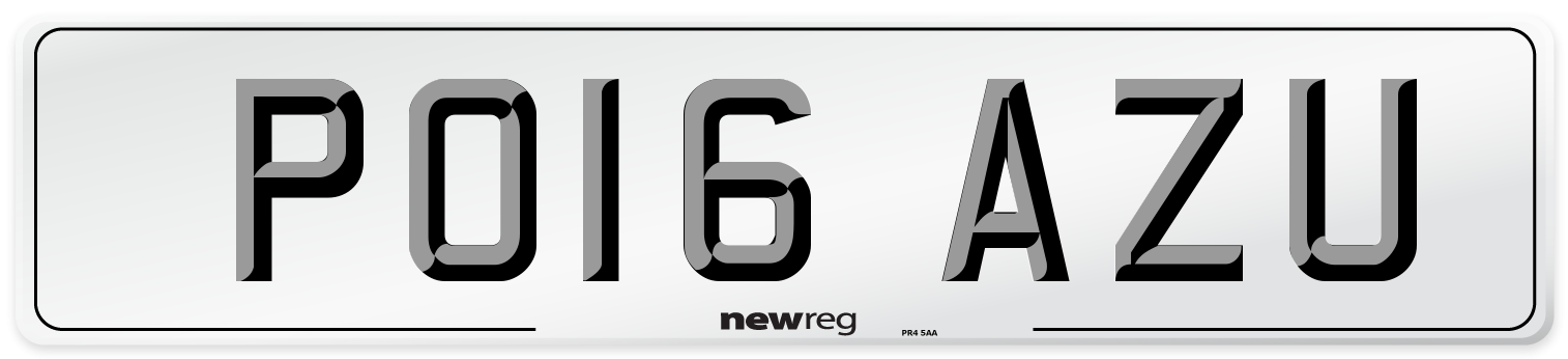 PO16 AZU Number Plate from New Reg